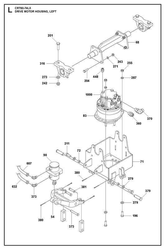 Drive Motor Housing, Left Parts For Ride On Trowel CRT 60 By Husqvarna