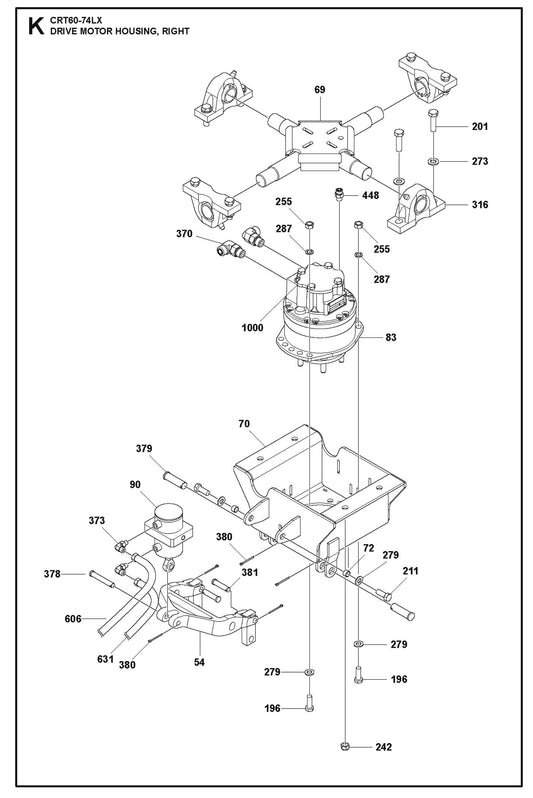 Drive Motor Housing, Right Parts For Ride On Trowel CRT 60 By Husqvarna