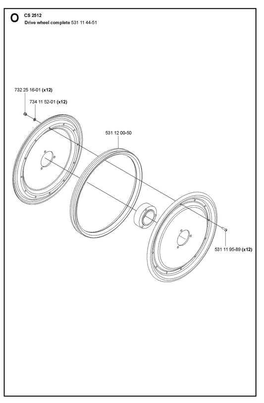 Drive Wheel Complete Parts For Wire Saw CS 2512 By Husqvarna