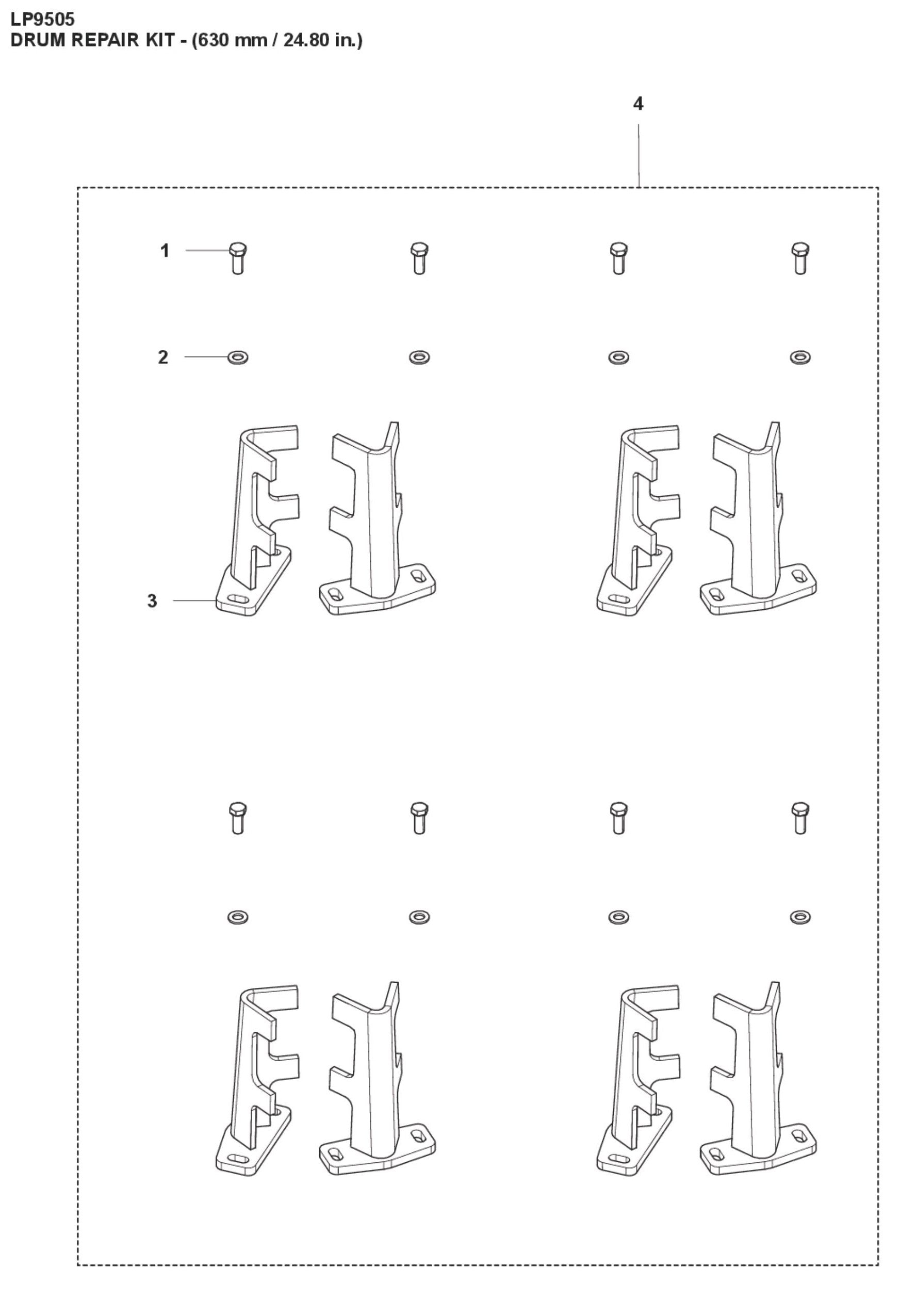 Drum Repair Kit- (630 mm/24.80 in.) Parts For LP9505 Trench Roller By Husqvarna