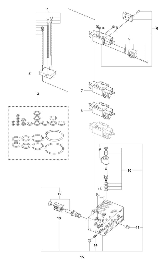 DXR 310 Hydraulic Block Assembly Parts by Husqvarna