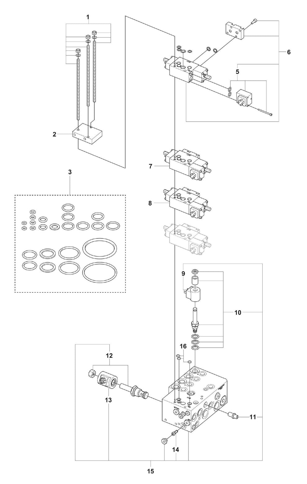 DXR 310 Hydraulic Block Assembly Parts by Husqvarna