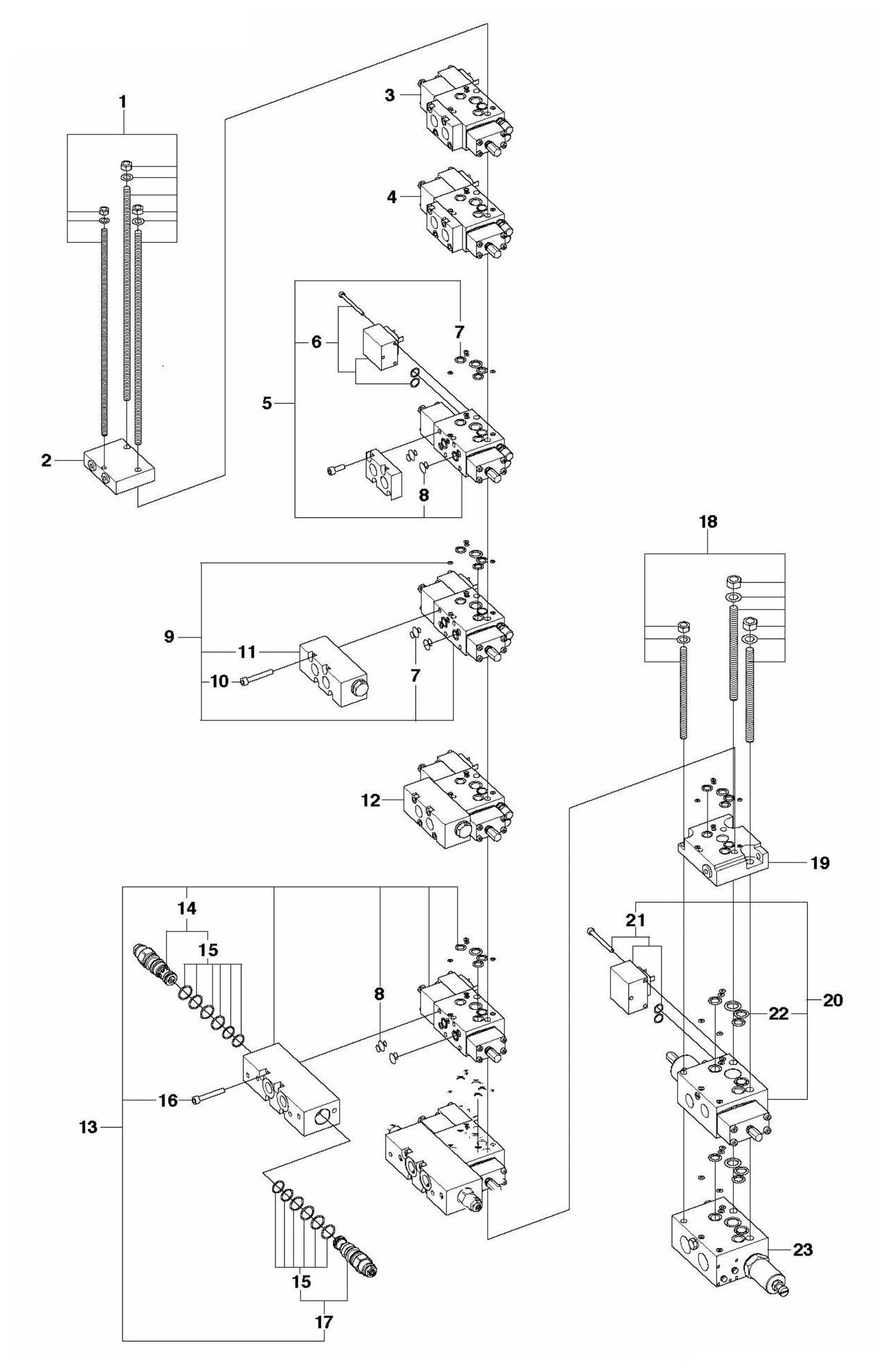 DXR 310 Hydraulic Stack Assembly Parts by Husqvarna