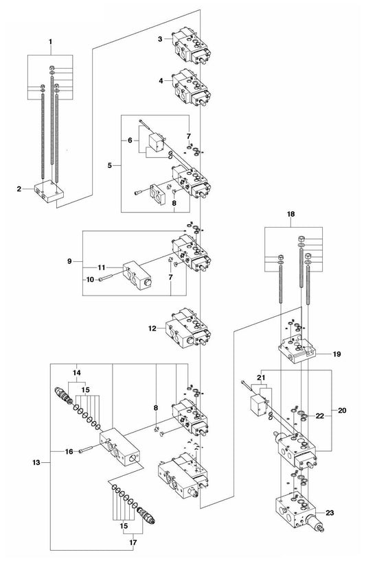 DXR 310 Hydraulic Stack Assembly Parts by Husqvarna