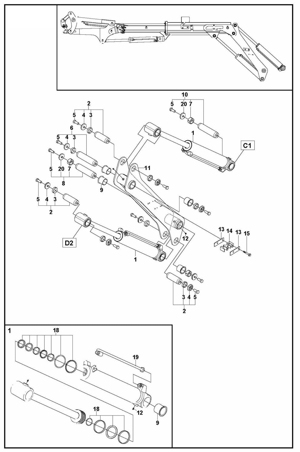 DXR 310 Arm One Assembly Parts by Husqvarna
