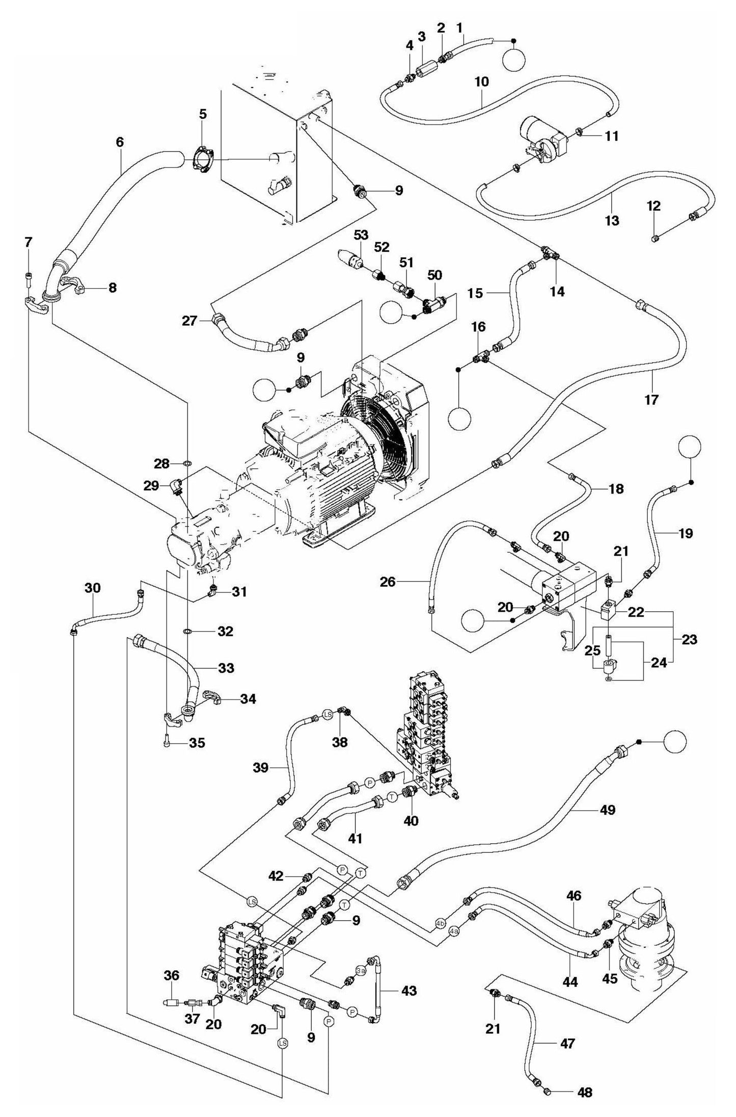 DXR 310 Hydraulic Hoses Power Pack Assembly Parts by Husqvarna