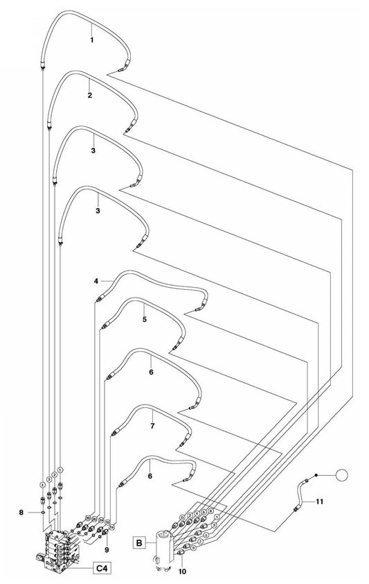 DXR 310 Hydraulic Hoses Swivel Assembly Parts by Husqvarna