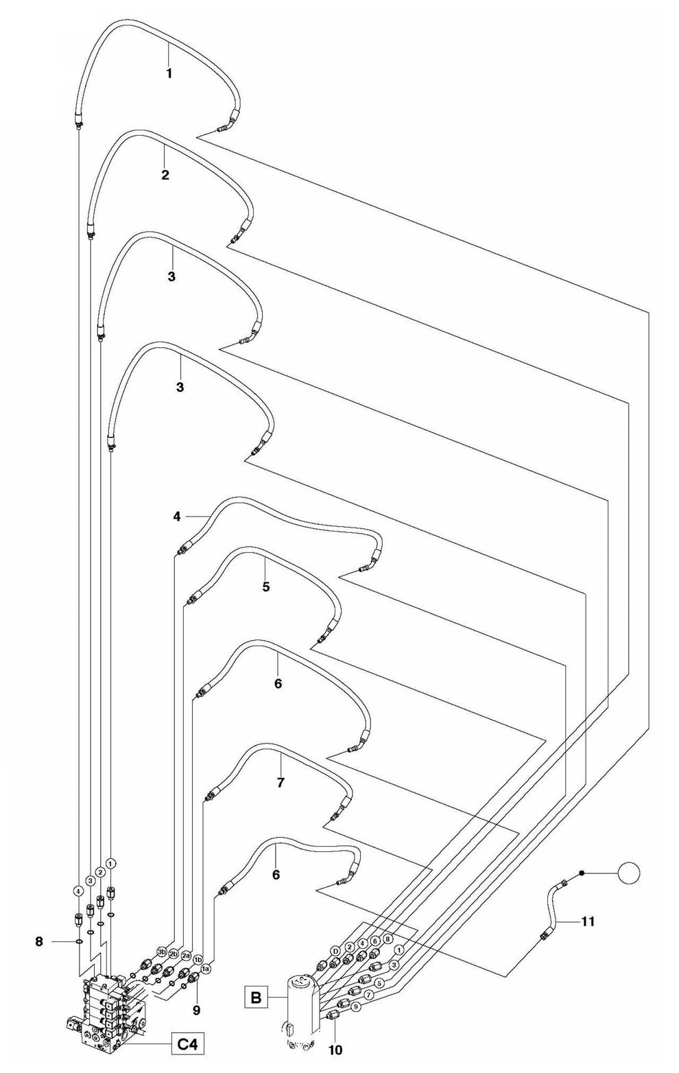 DXR 310 Hydraulic Hoses Swivel Assembly Parts by Husqvarna