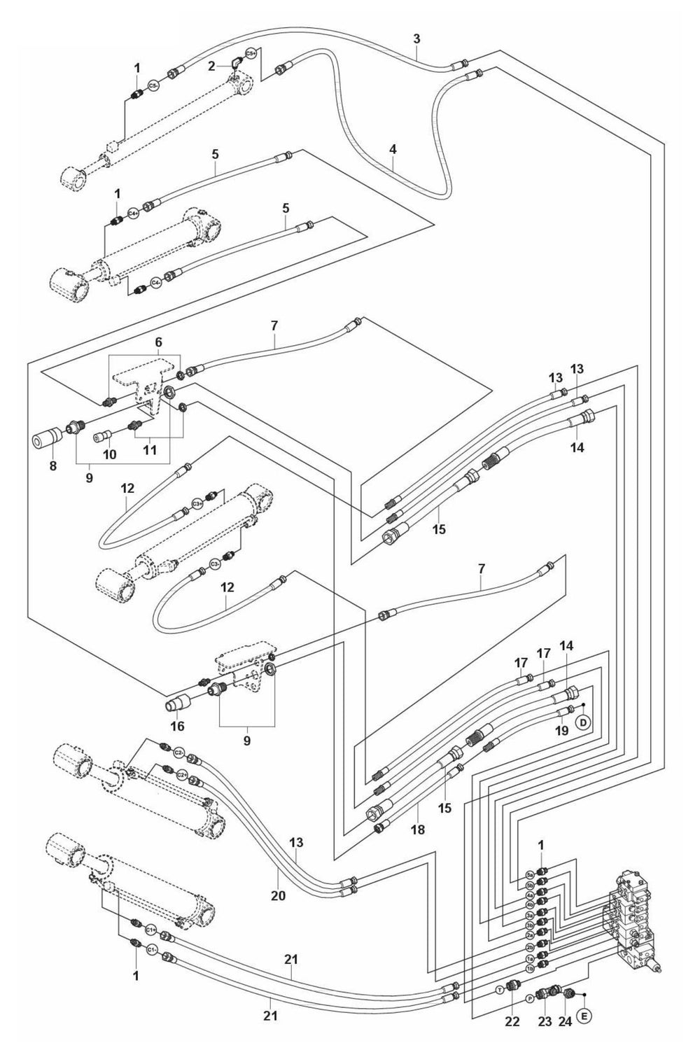 DXR 310 Hydraulic Hoses Arm Assembly Parts by Husqvarna