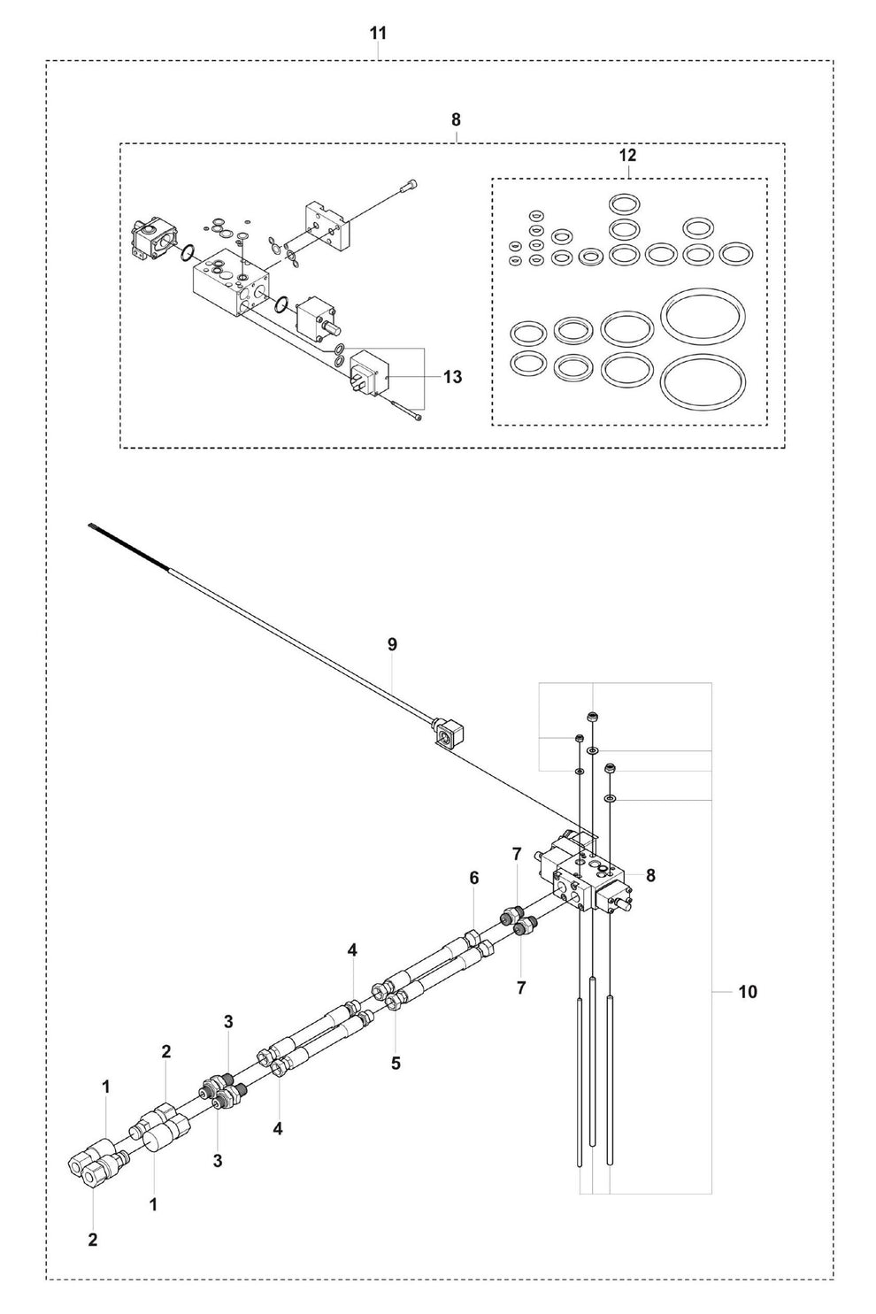 DXR 310 Extra Hydraulic Function Assembly Parts by Husqvarna