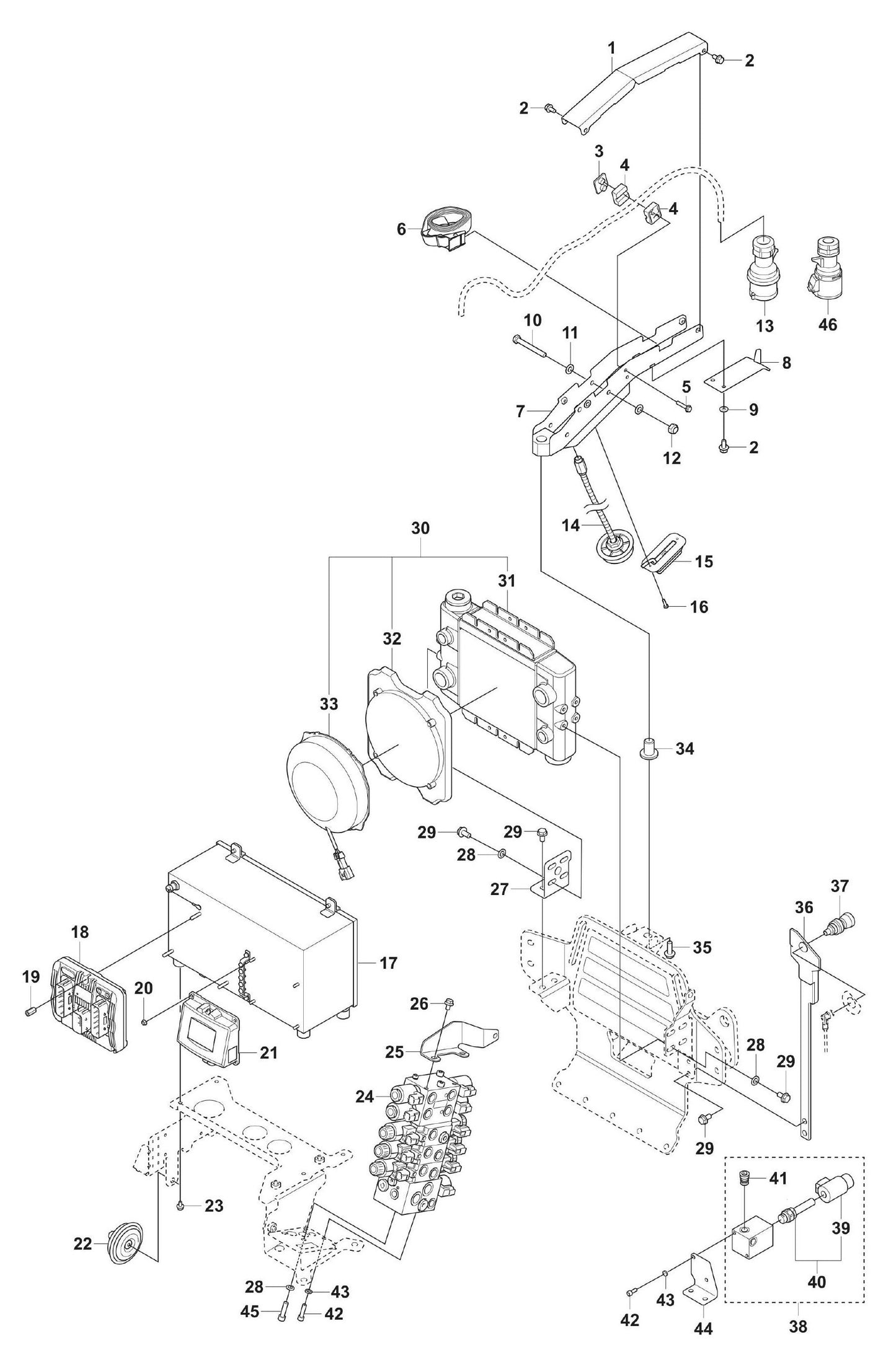 DXR 95 Side Boxes and Hydraulic Cooler Assembly Parts by Husqvarna