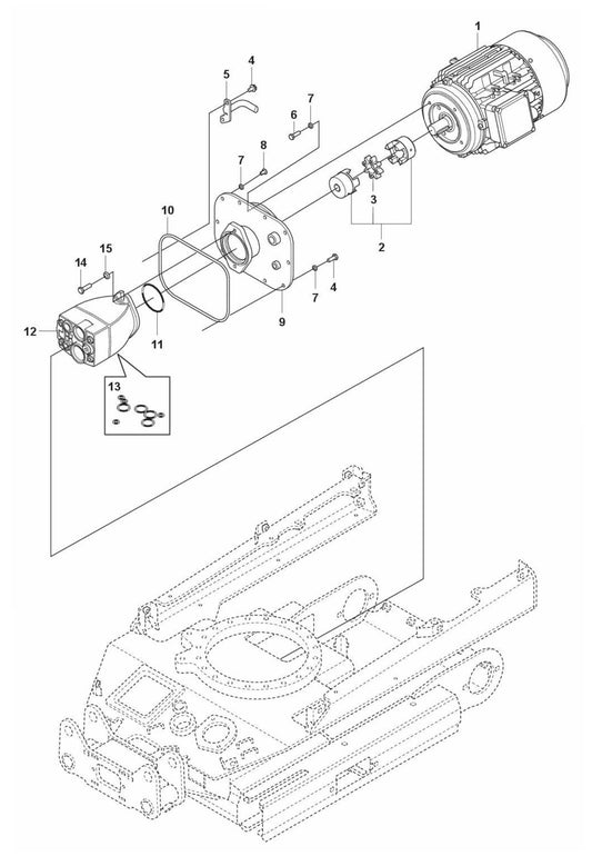DXR 95 Hydraulic Pump-Motor Assembly Parts by Husqvarna