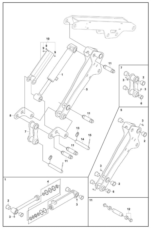 DXR 95 Arm Three Assembly Parts by Husqvarna