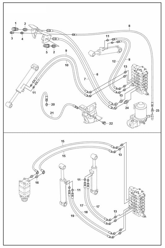 DXR 95 Hydraulic Hoses Arm Assembly Parts by Husqvarna