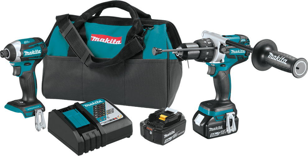 Makita XT268T Hammer Drill Impact Driver Combo, 18 Volt LXT Lithium-Ion Brushless Cordless 2-Piece Combo Kit 5.0 Ah