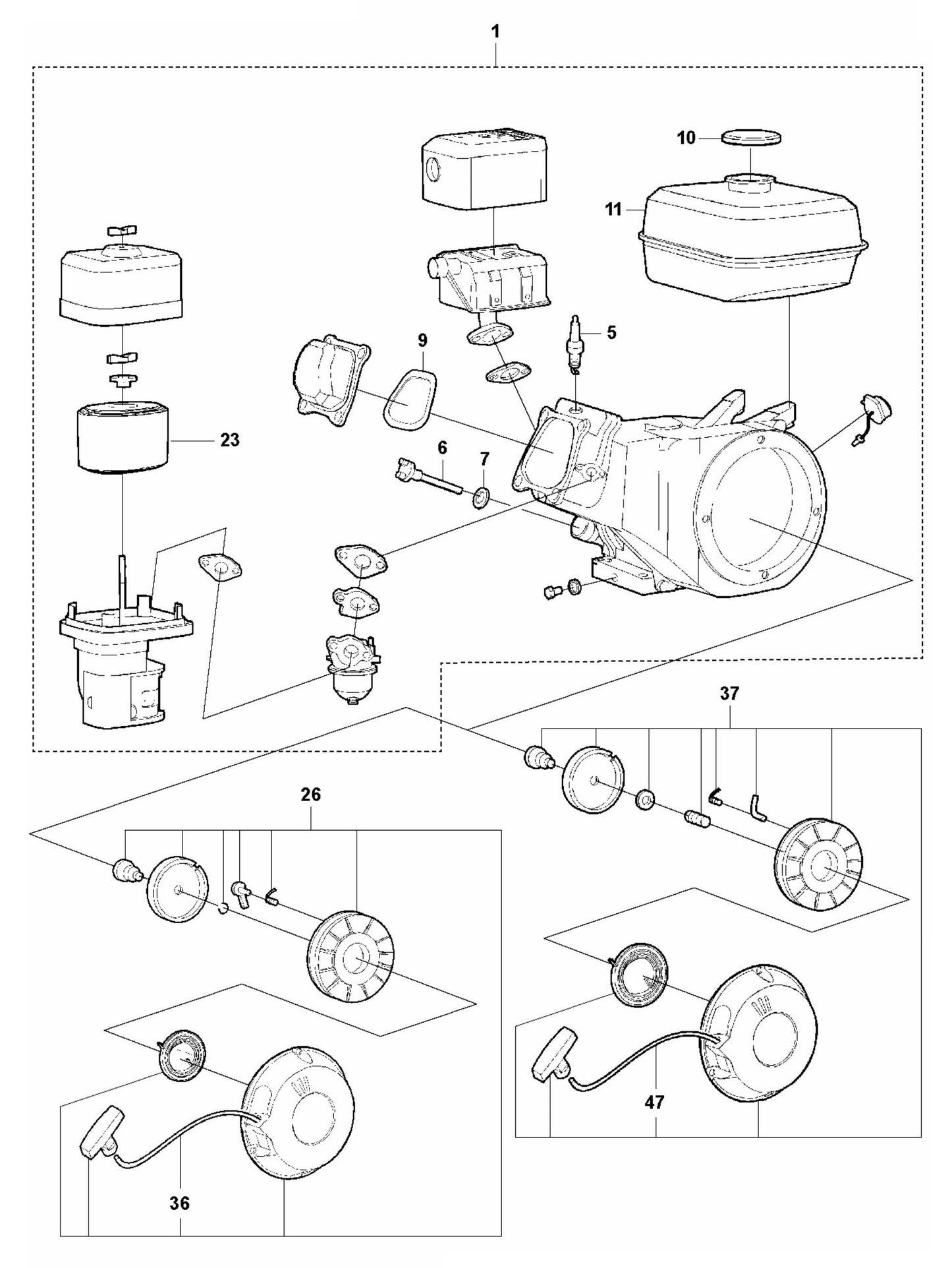 LFV 100 D Honda GX160H2-QX-3-OH Assembly Parts by Husqvarna