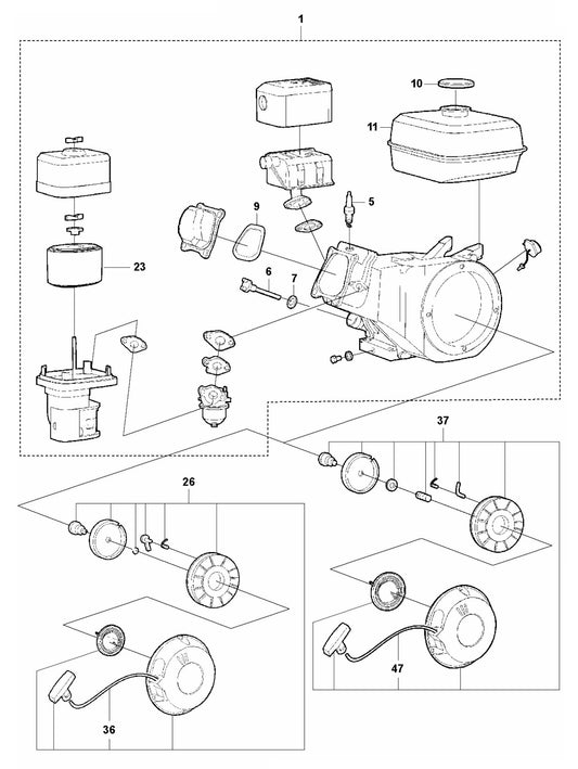 LFV 100 D Honda GX160H2-QX-3-OH Assembly Parts by Husqvarna