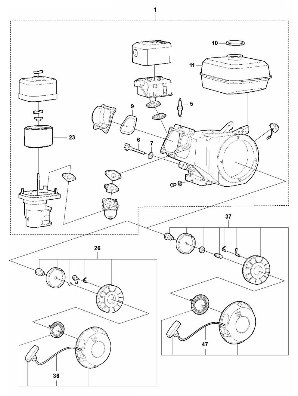 LFV 100 D Honda GX160H2-QX-3-OH Assembly Parts by Husqvarna