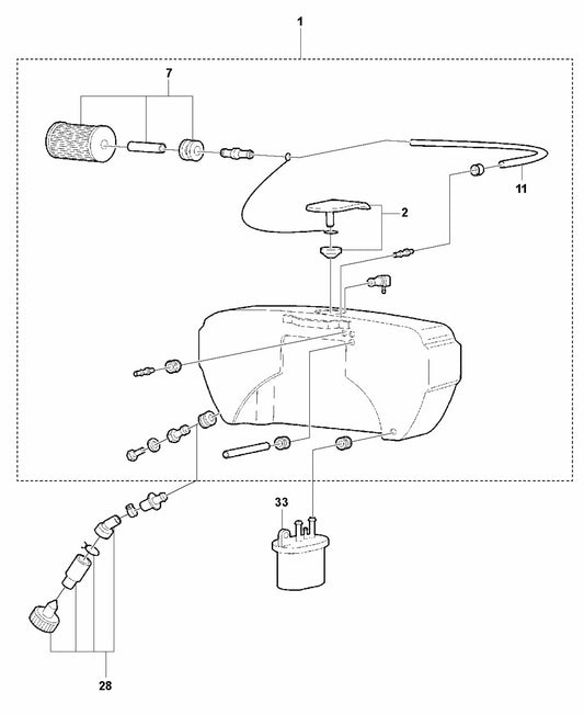 LFV 100 D Fuel Tank-Hatz 1B20 Assembly Parts by Husqvarna