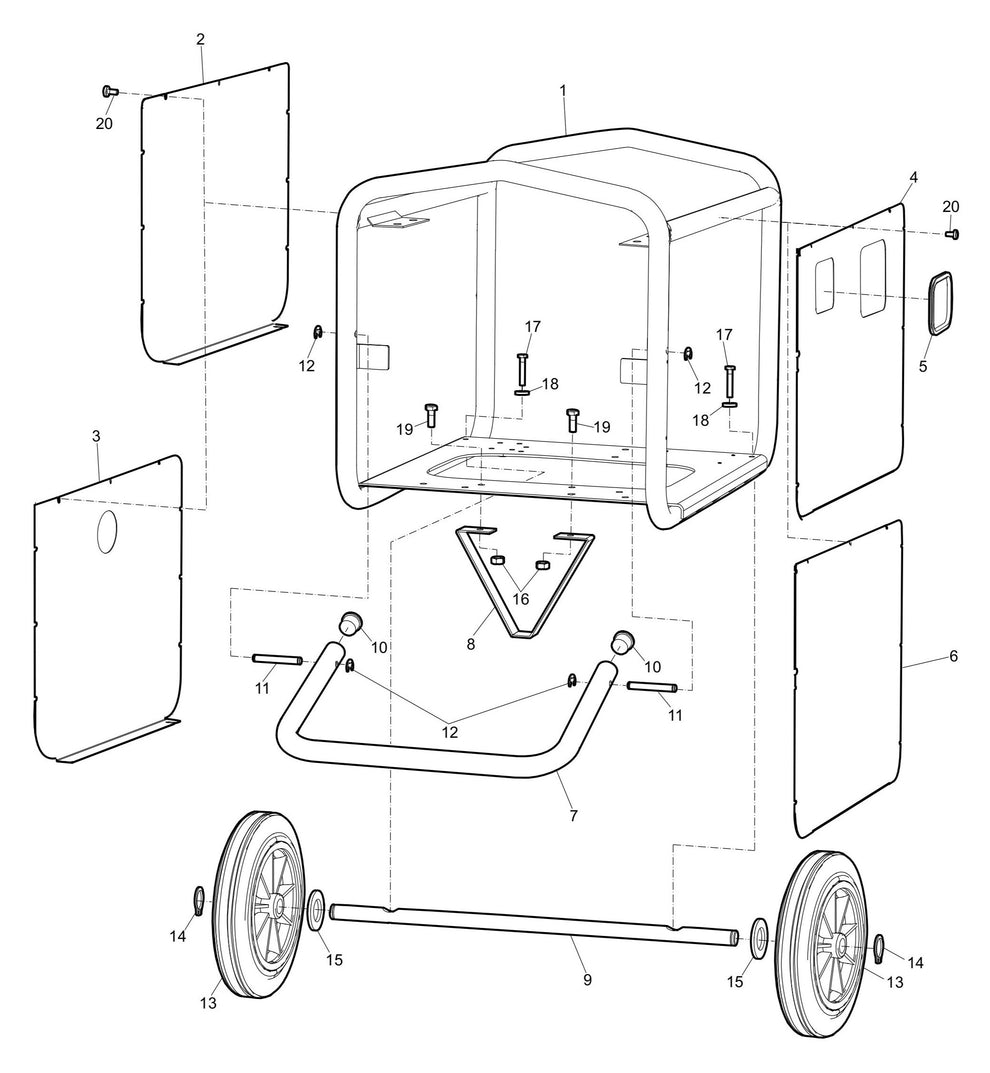 CFG 67 and CFD 67 Protective Frame and Transport wheel Assembly Parts by Husqvarna