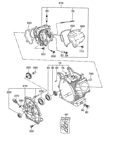 Crankcase Assembly Parts for J3036H55 Trowels by Multiquip Whiteman