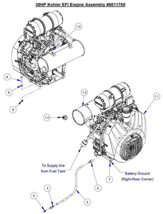 CC3538 JK 38Hp Kohler EFI Engine Assembly