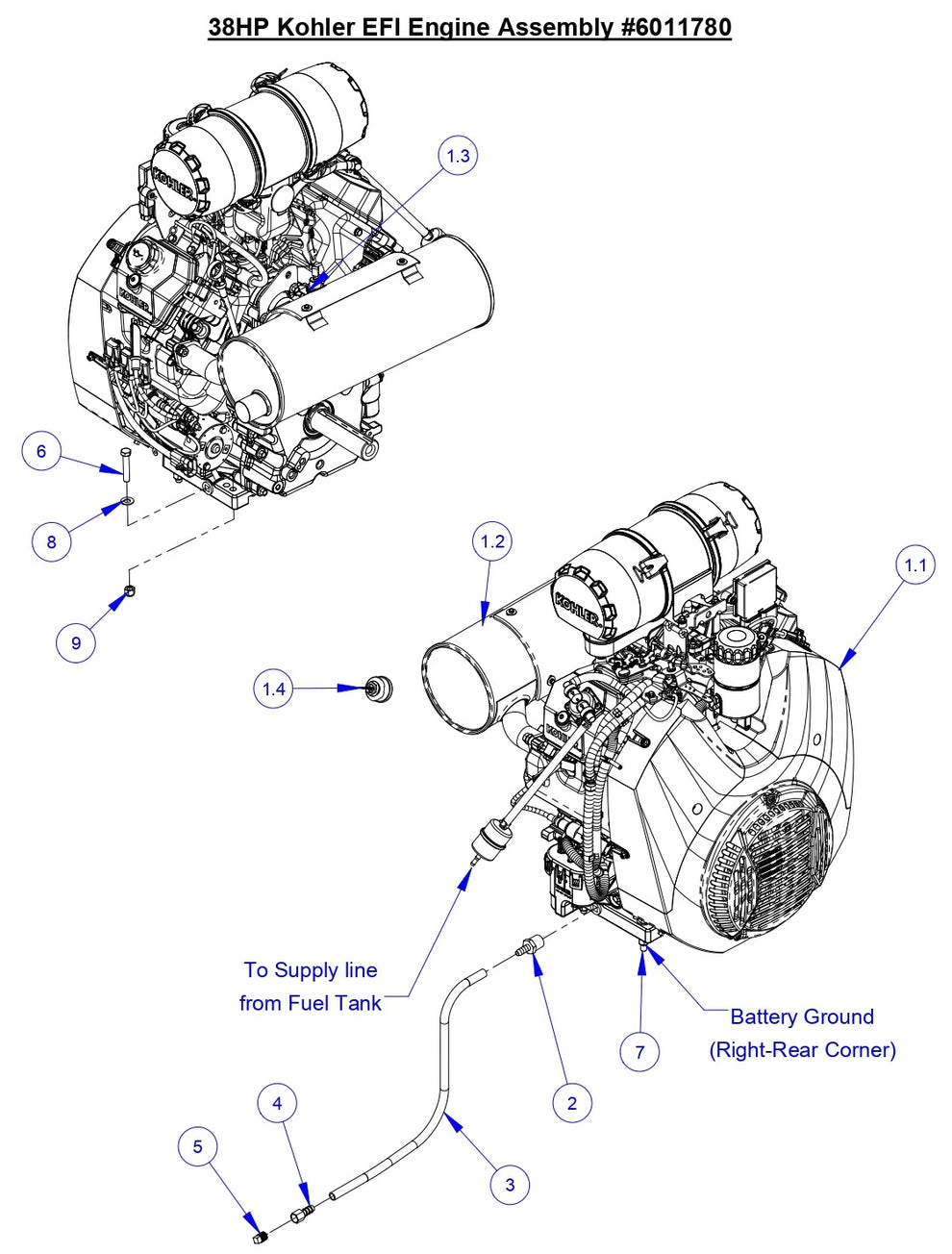 CC3538 JK 38Hp Kohler EFI Engine Assembly