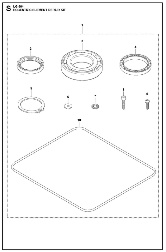 Eccentric Element Repair Kit Parts For LG 504 Reversible Plate Compactor By Husqvarna