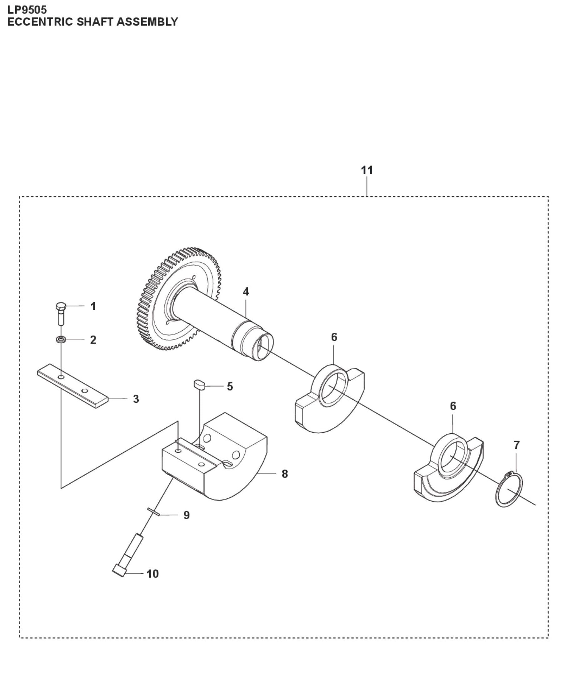 Eccentric Shaft Assembly Parts For LP 9505 Trench Roller By Husqvarna
