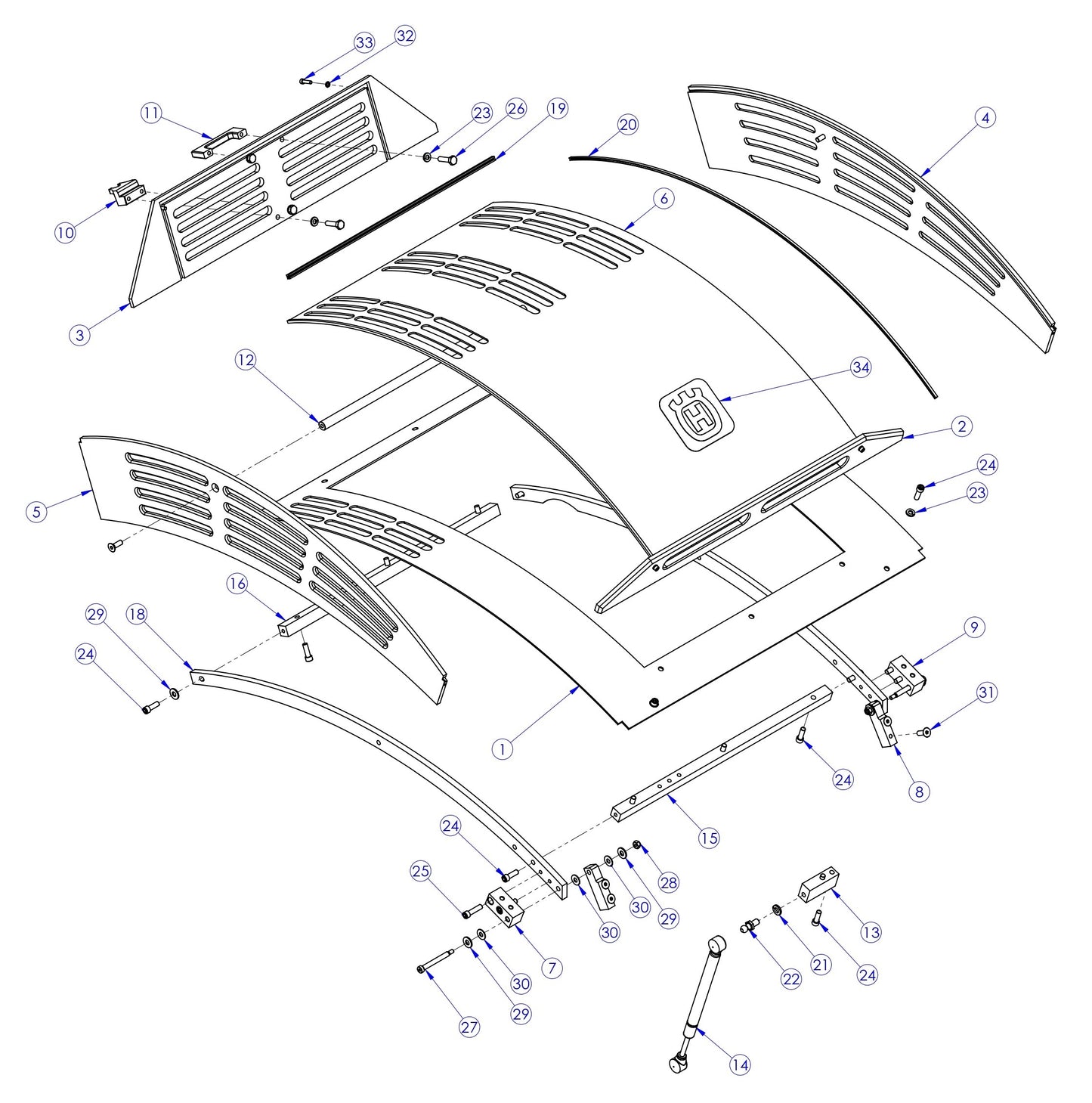 Soff Cut GX4200 Hood Assembly Parts by Husqvarna