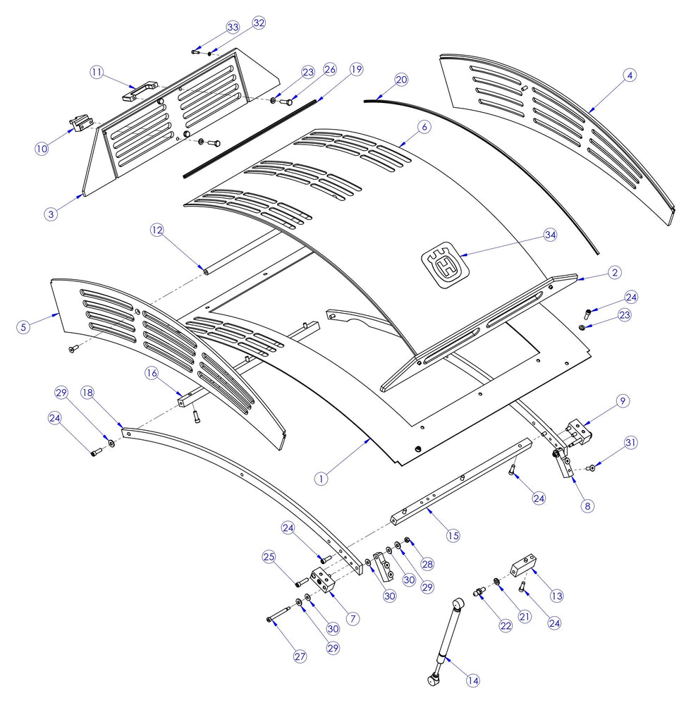 Soff Cut GX4200 Hood Assembly Parts by Husqvarna