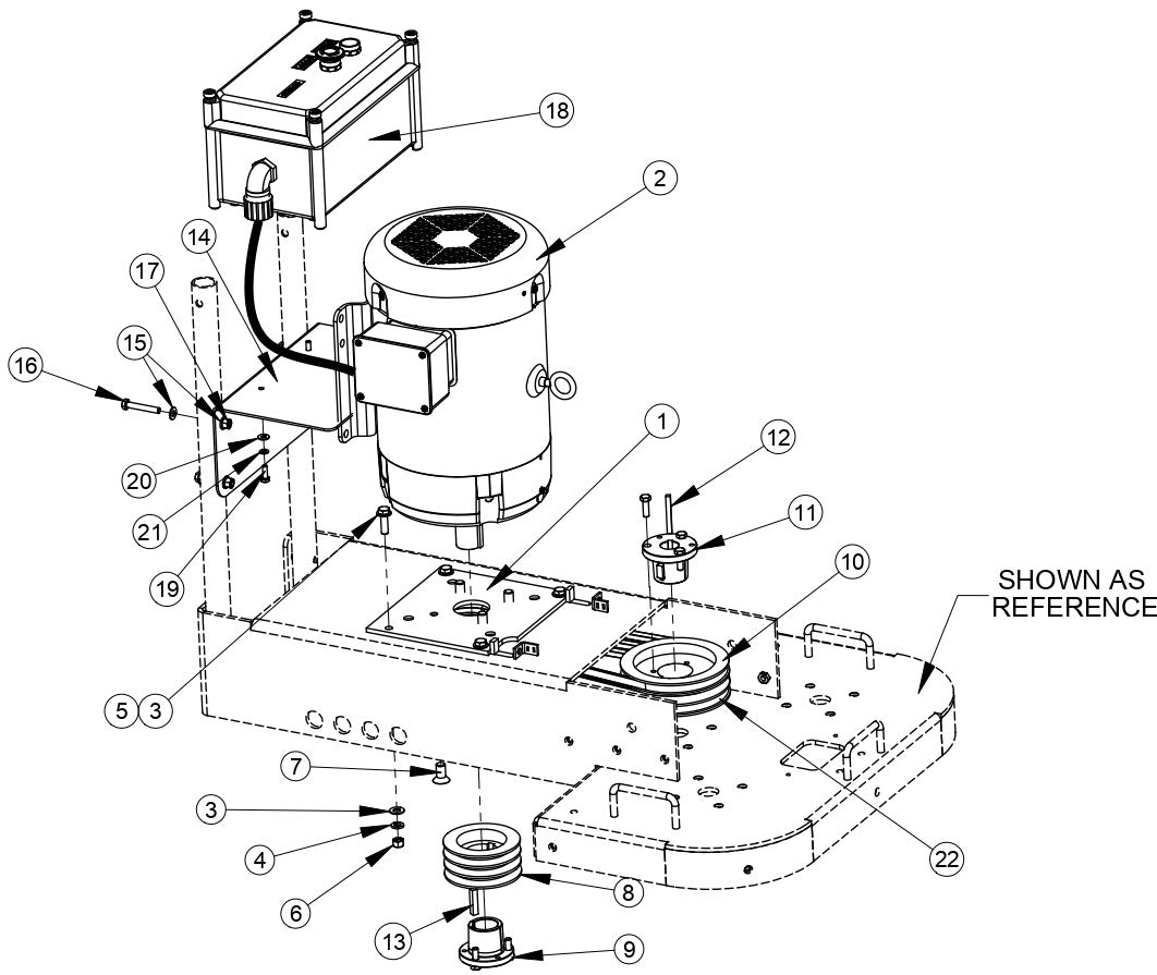  Electric Motor Group (7-1/2 HP 230V) Assembly Parts For CC200 Dual Head Floor Grinder By Diamond Products