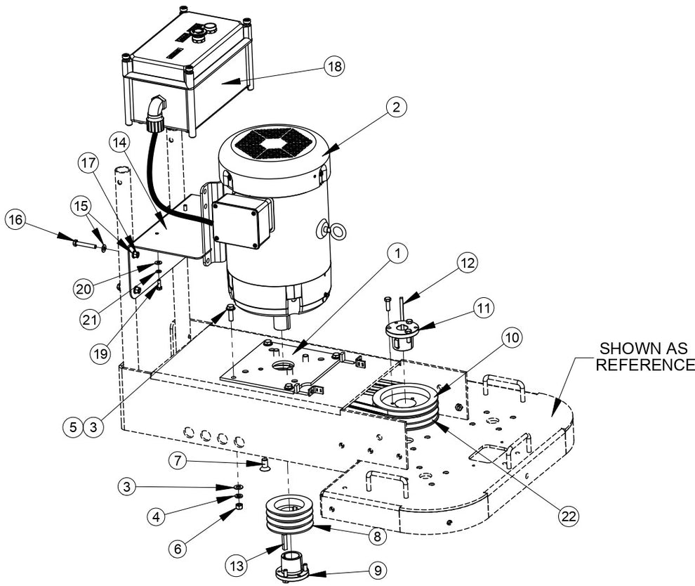 Electric Motor Group (7-1/2 HP 230V) Assembly Parts For CC200 Dual Head Floor Grinder By Diamond Products