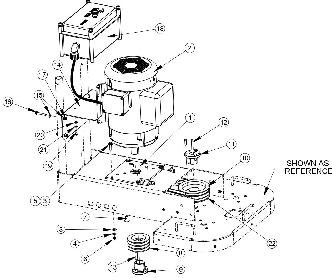  Electric Motor Group (7-1/2 HP 230V 1 Ph) Assembly Parts For CC200 Dual Head Floor Grinder By Diamond Products