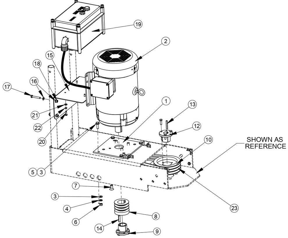 Electric Motor Group (7-1/2 HP, 230V) Assembly Parts For CC100 Single Headed Floor Grinder By Diamond Products