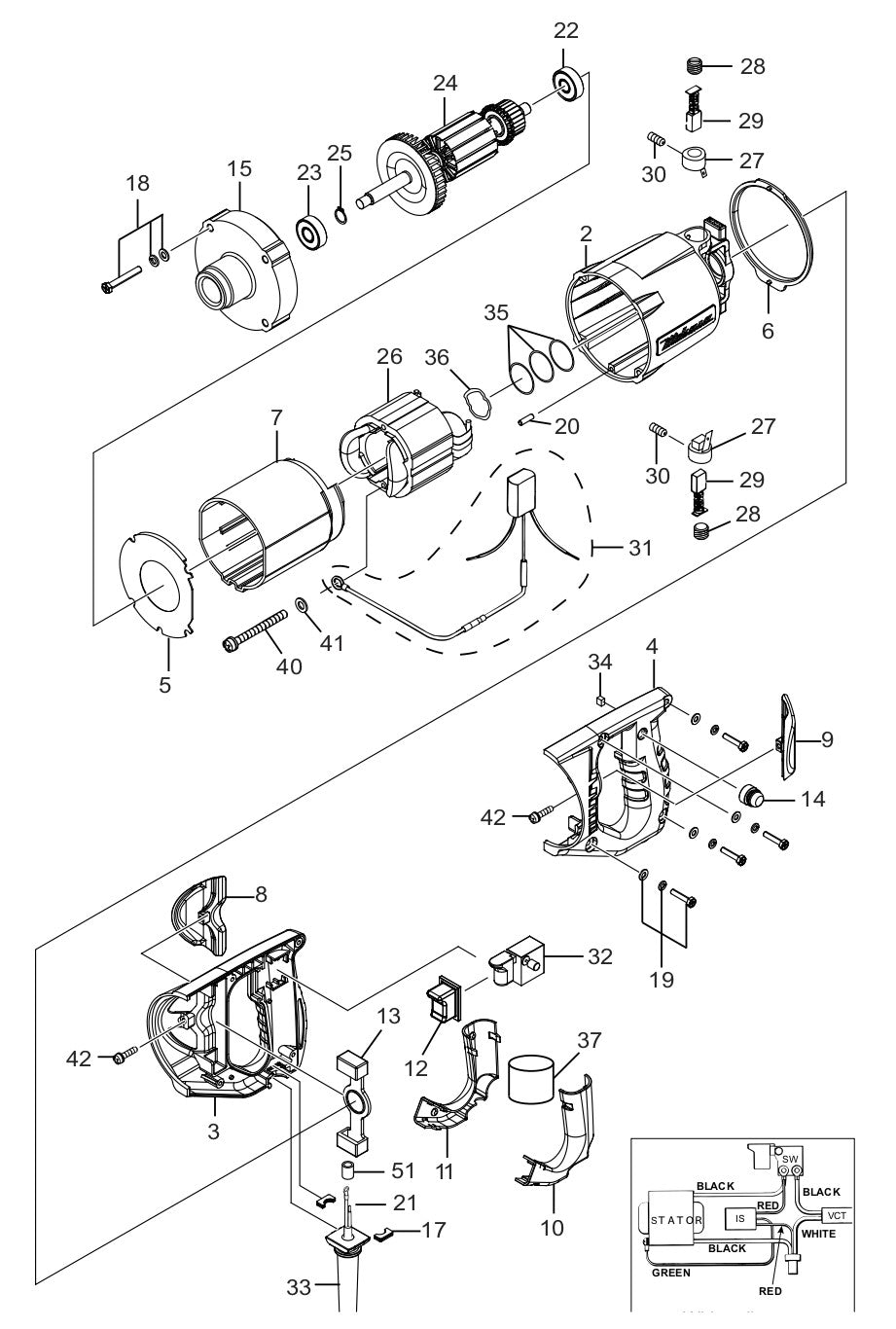 UM-Series Electric Motor Assembly Parts By Multiquip