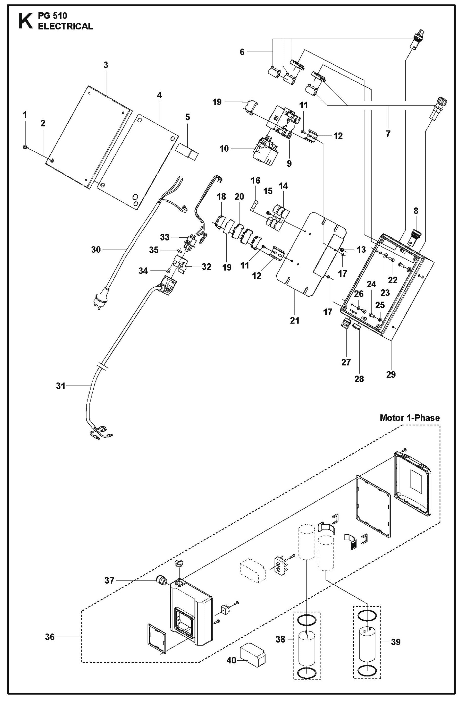 Electrical Parts For Floor Grinder PG 510 By Husqvarna