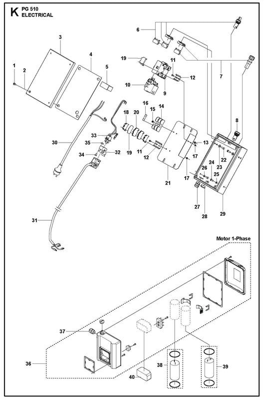 Electrical Parts For Floor Grinder PG 510 By Husqvarna