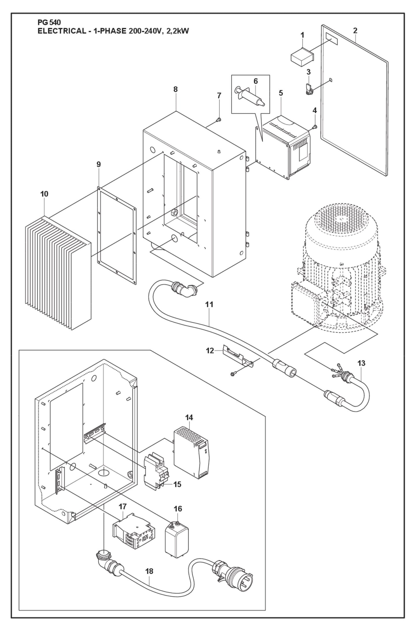 Electrical -1- Phase 200-240v, 2.2 kW Parts For PG 540 4 KW By Husqvarna