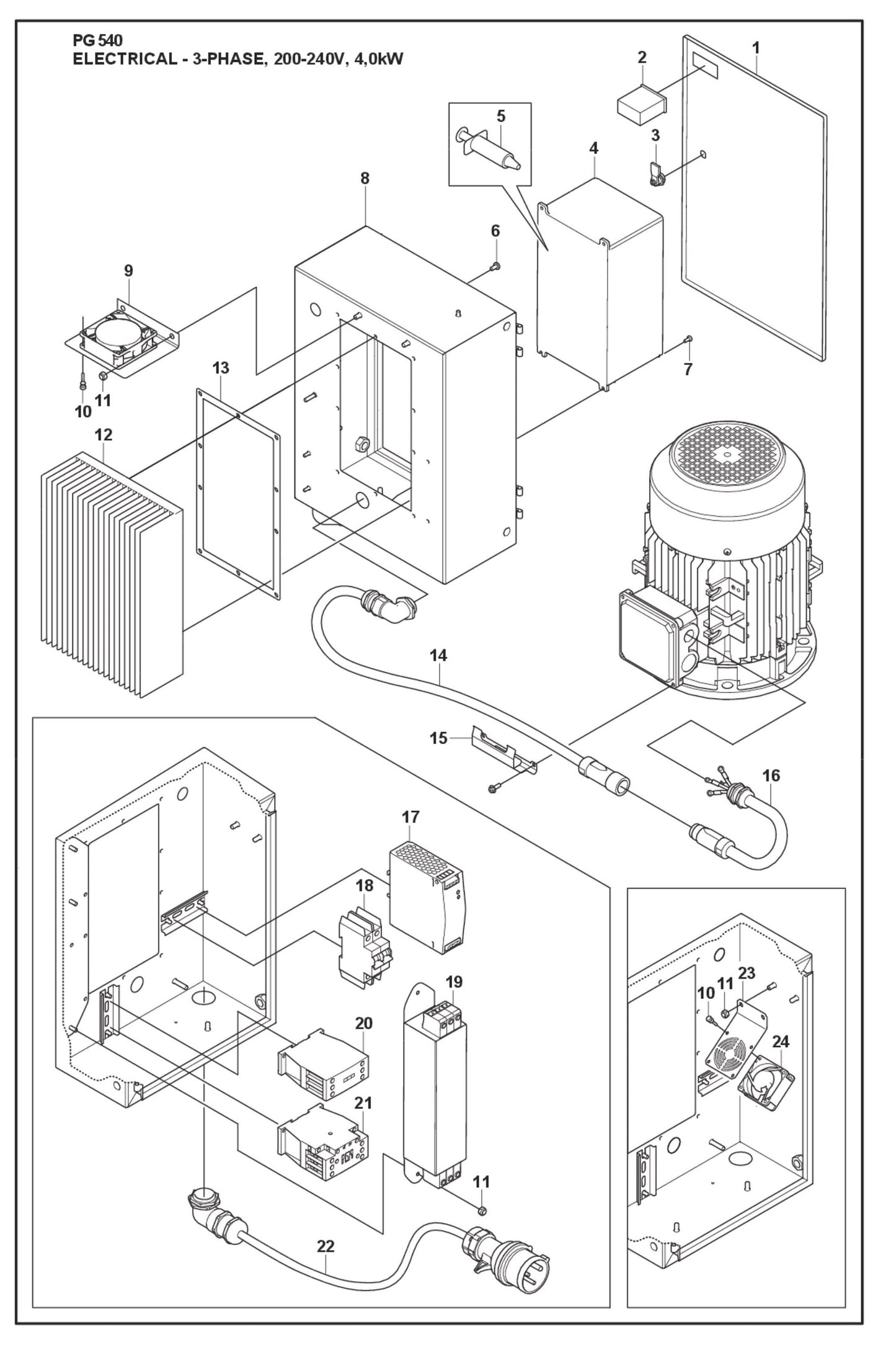 Electrical -3- Phase, 200-240v, 4.0 kW Parts For PG 540 4 KW By Husqvarna