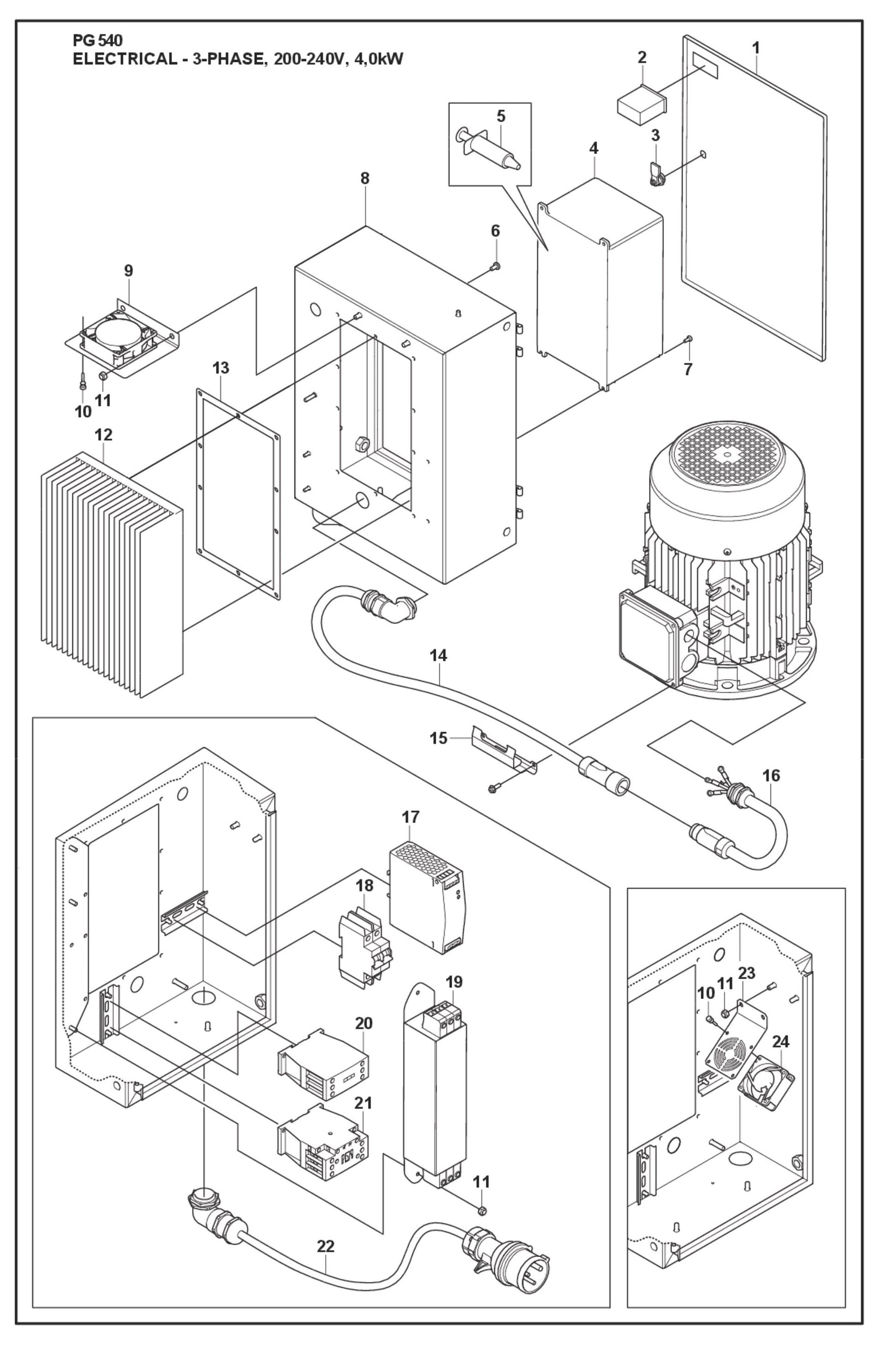 Electrical -3- Phase, 200-240v, 4.0 kW Parts For PG 540 4 KW By Husqvarna