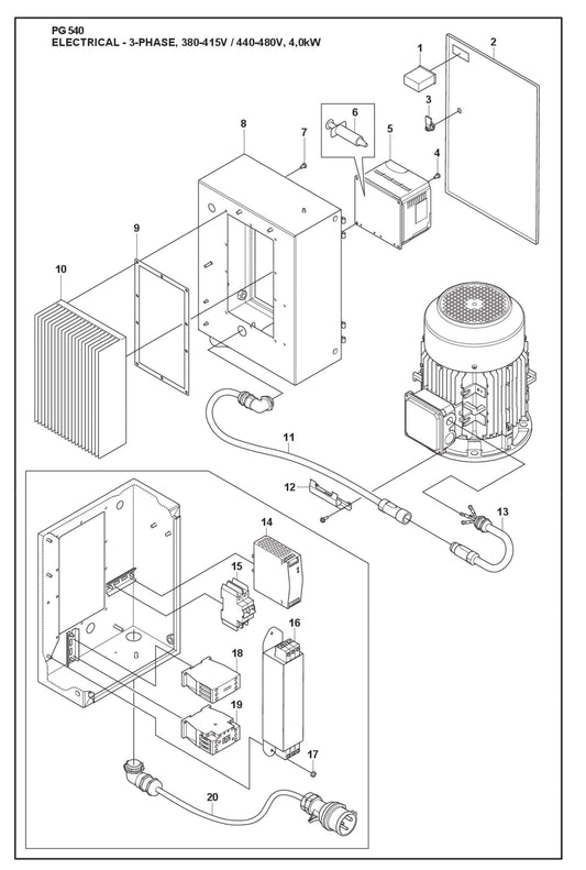 Electrical -3- Phase, 380-415v / 440-480v, 4.0 kW Parts For PG 540 4 KW By Husqvarna