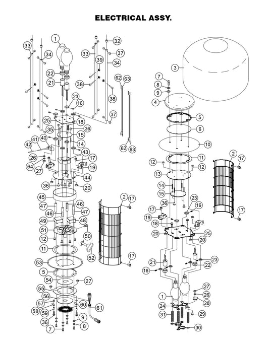 GB4000 GloBug Lighting System Electrical Assembly Parts by Multiquip