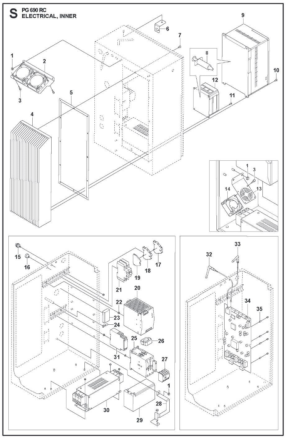 Electrical Inner Parts For PG 690 RC By Husqvarna