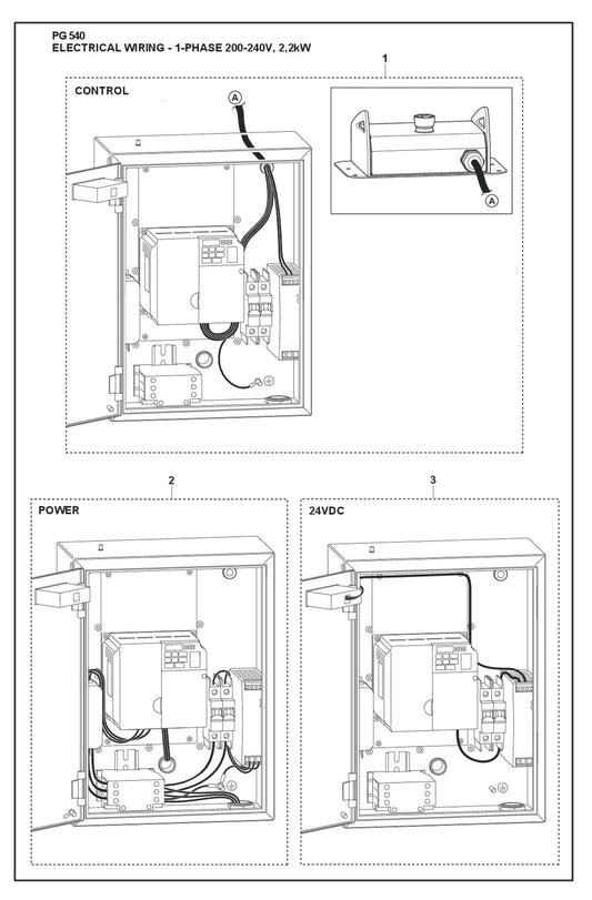 Electrical Wiring -1- Phase 200-240v, 2.2 kW Parts For PG 540 4 KW By Husqvarna