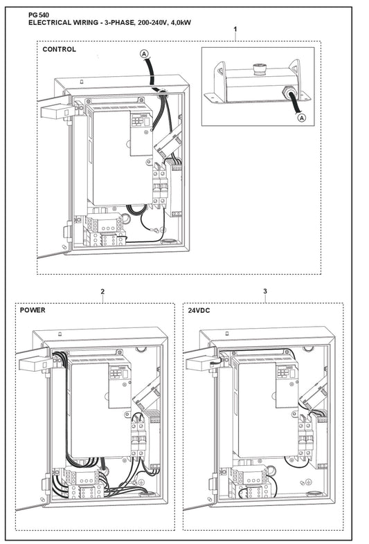 Electrical Wiring -3- Phase 200-240v, 4.0 kW Parts For PG 540 4 KW By Husqvarna