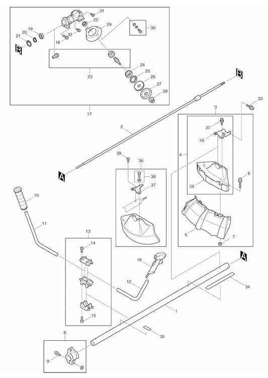 EM4250 Drive Shaft And Handle Assembly Parts