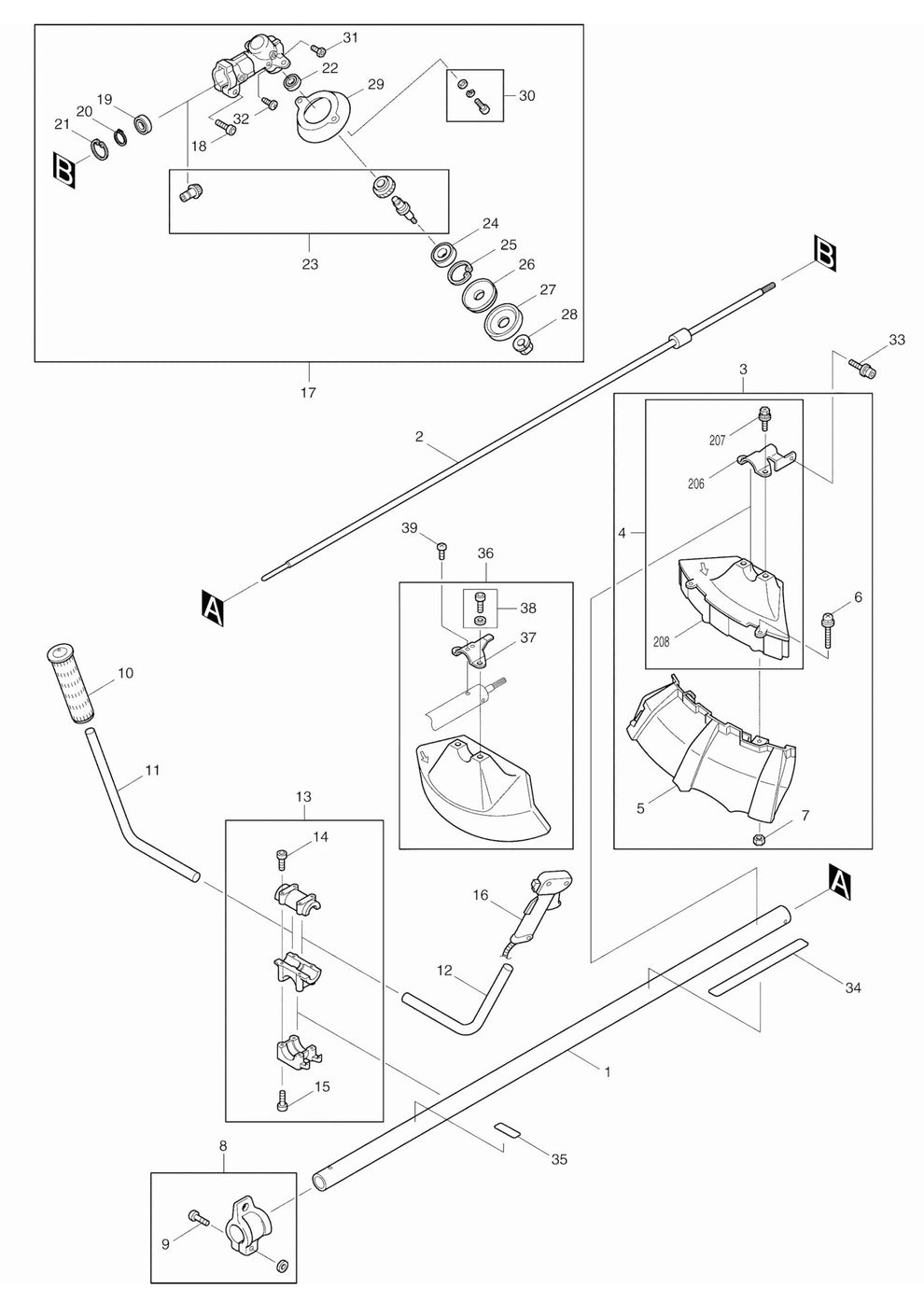 EM4250 Drive Shaft And Handle Assembly Parts