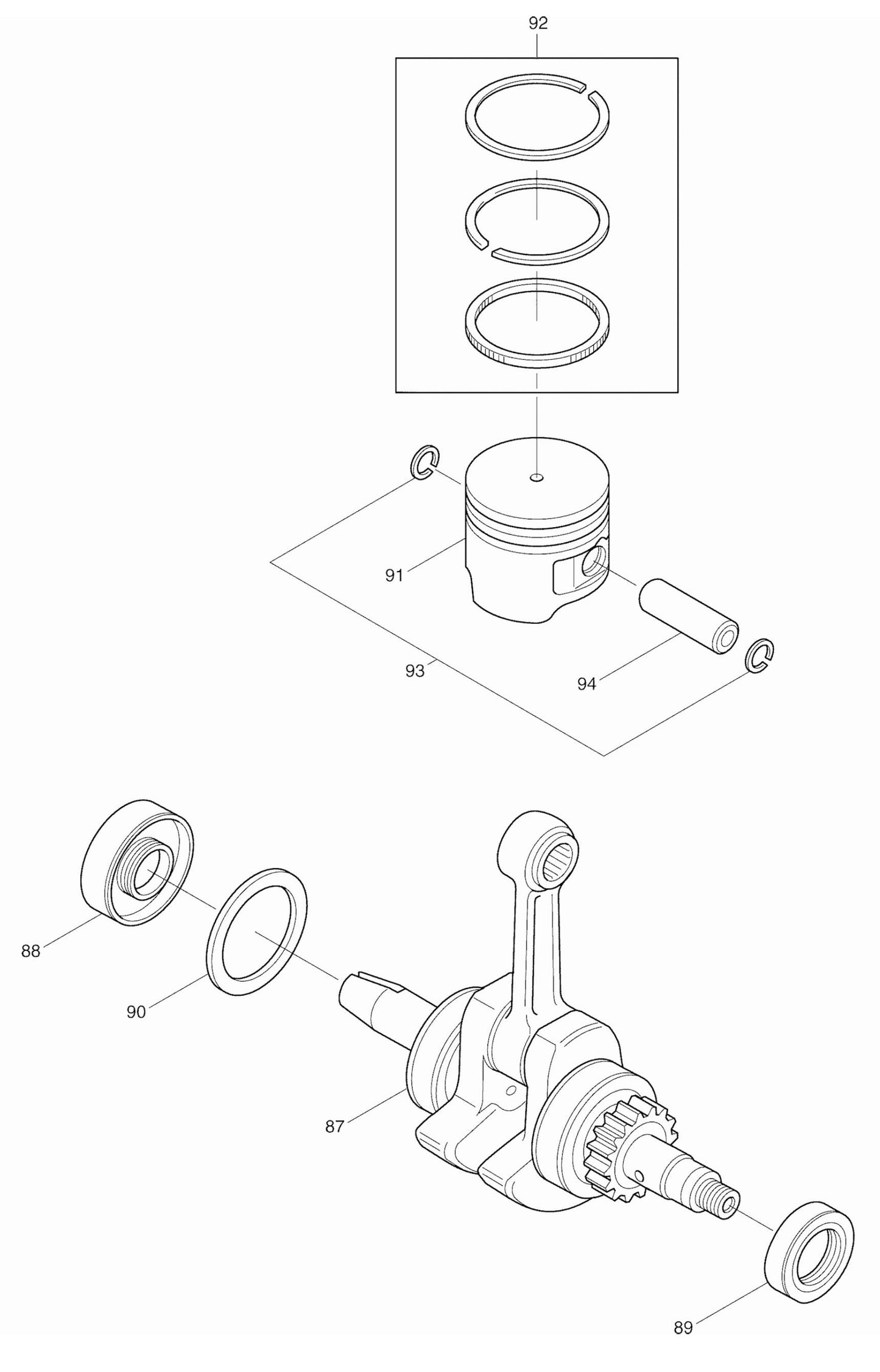 EM4250 Piston And Crankshaft Assembly Parts