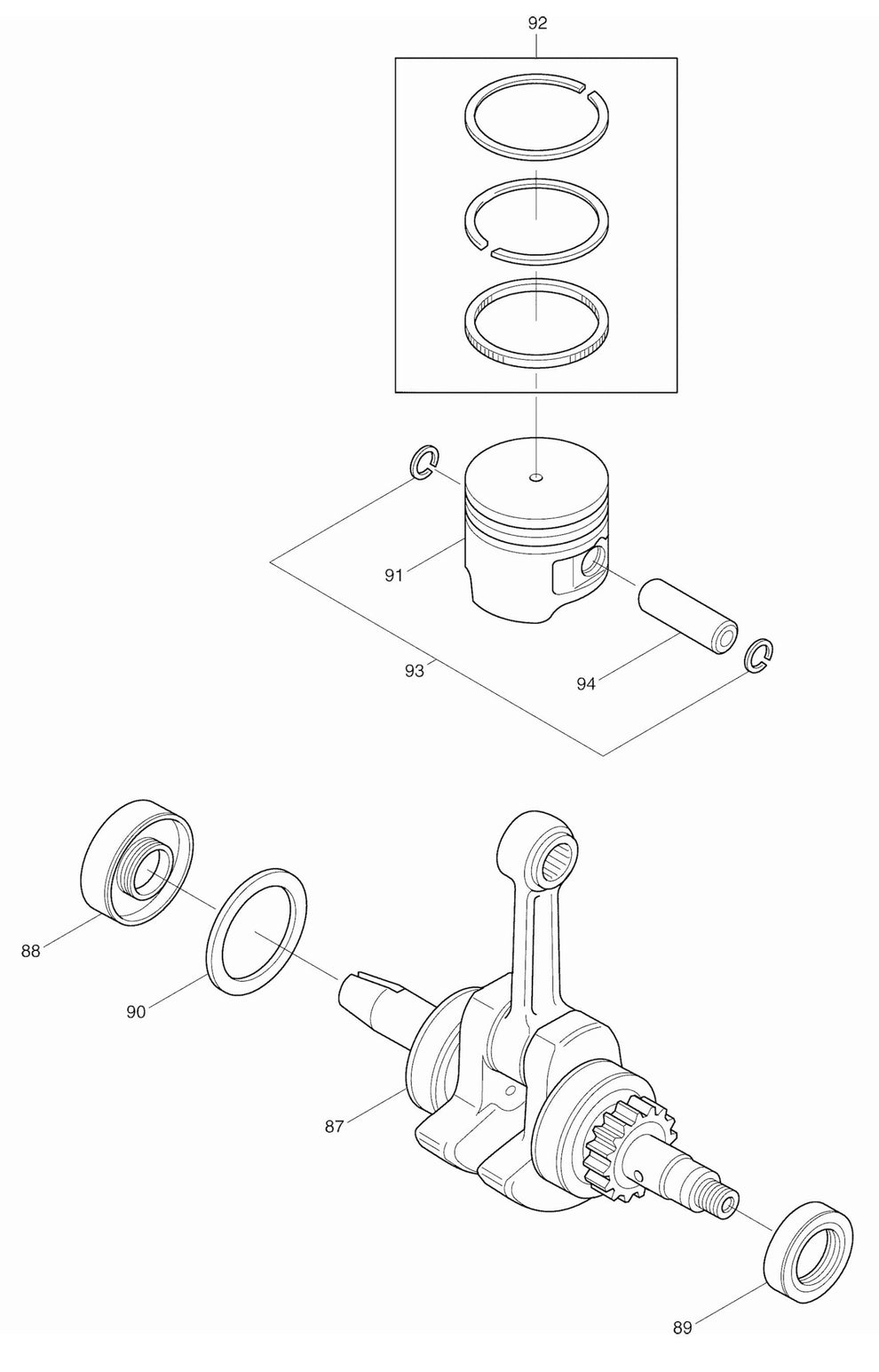 EM4250 Piston And Crankshaft Assembly Parts